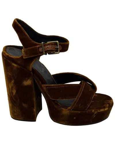 Pre-owned Jil Sander Women's Velvet Twisted Platform Sandal (authentic Pre-loved) In Brown
