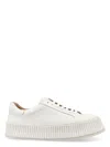 Jil Sander Ridged Sole Leather Sneakers In Neve