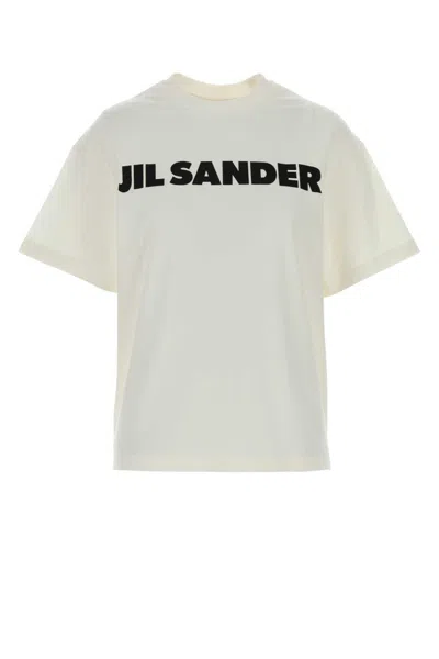 Jil Sander Crewneck Short Sleeves Classic Print T-shirt Clothing In White