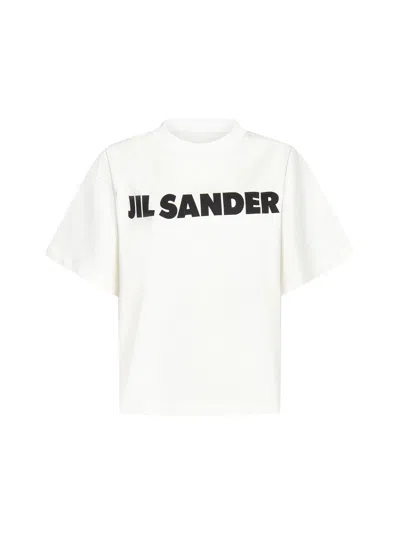 Jil Sander Women White Printed Logo T-shirt