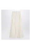 Jil Sander Wide Cream Trousers In Silk Blend In Neutral
