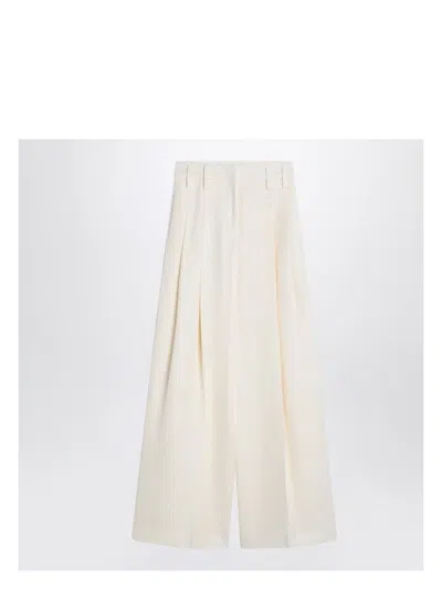 JIL SANDER WOMEN'S WIDE CREAM TROUSERS