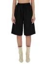 Jil Sander Wide Leg Bermuda Shorts In Black