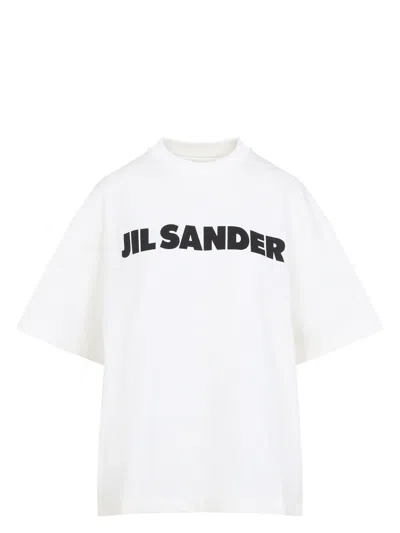 Jil Sander Women's Wide T-shirt With Logo In White