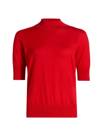 Jil Sander Women's Wool & Cashmere-blend Rib-knit Trim Sweater In Red