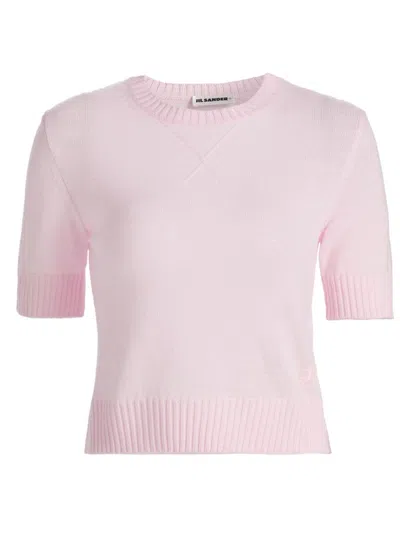 Jil Sander Women's Wool Crop Sweater In Pink