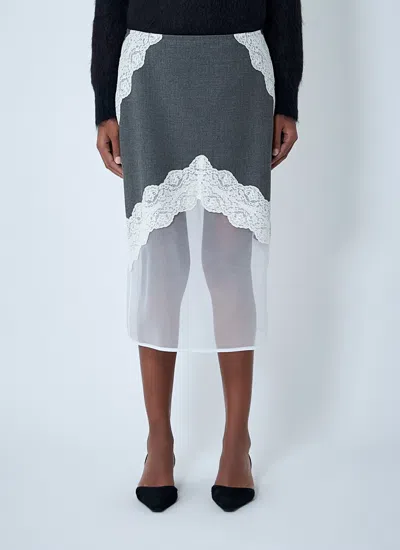 Jil Sander Women Wool Mid Skirt In Multi