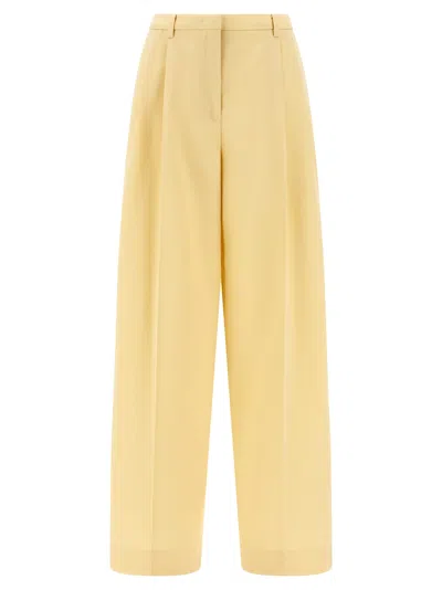 Jil Sander Women Wool Pants Pences In Yellow