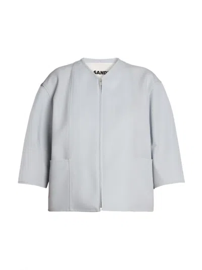 Jil Sander Sharp Wool Gabardine Jacket In Blue