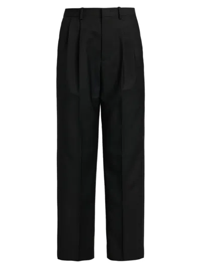 Jil Sander Women's Wool-mohair Canvas Pleated Trousers In Black