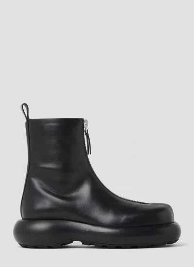 Jil Sander Women Zip Up Leather Ankle Boots In Black