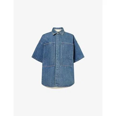 Jil Sander Womens Patch-pockets Oversized Denim Shirt Acid Lime