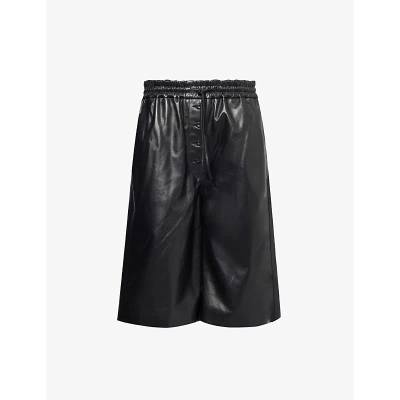 Jil Sander Womens Black Relaxed-fit High-rise Leather Shorts