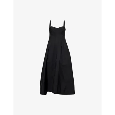 Jil Sander Womens Black Techno Gabardine Sleeveless Woven Midi Dress