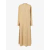Jil Sander Womens Cereal Long-sleeve Embroidered-monogram Cotton-poplin Shirt Dress In Cereal