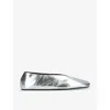 Jil Sander Metallic Leather Ballet Flats In Silver