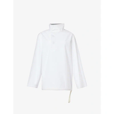Jil Sander Womens Optic White High-neck Cotton-poplin Shirt