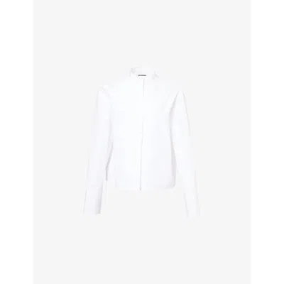 Jil Sander Womens  Thursday Pleat-front Long-sleeve Cotton Shirt In Optic White