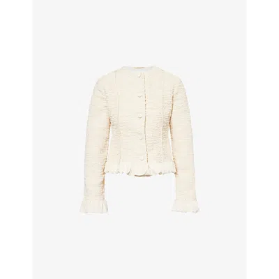 Jil Sander Womens  Smocked Short Woven Jacket In Neutral