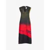 Jil Sander Abstract Deep V-neck Sleeveless Midi Wool Dress In Ruby Velvet