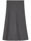 Jil Sander Wool A-line Midi Skirt In Grey