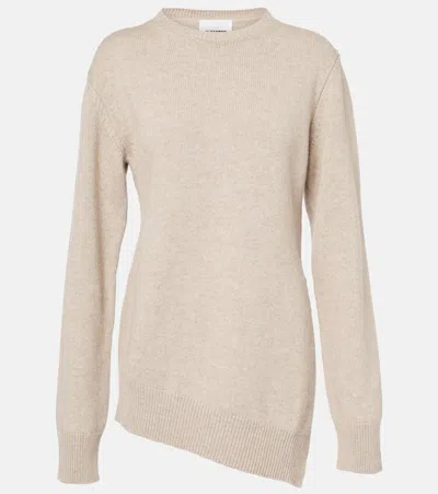 Jil Sander Wool And Cashmere Sweater In Beige