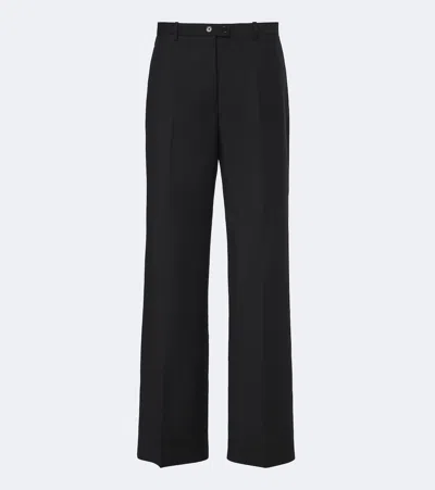 Jil Sander Wool And Mohair Canvas Wide-leg Pants In Black