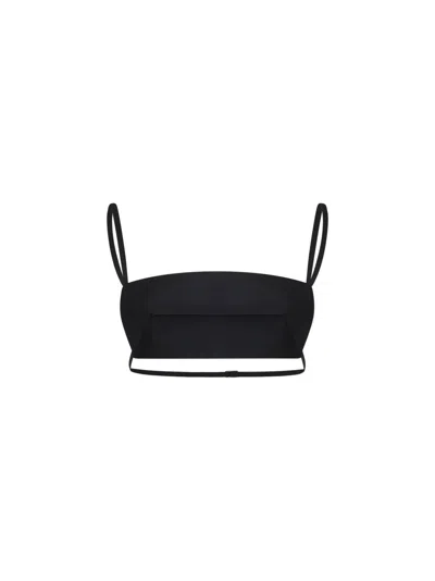 Jil Sander Wool And Silk Faille Bralette Top In Black