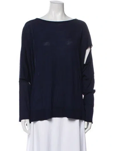 Pre-owned Jil Sander Wool Bateau Neckline Sweater In Blue