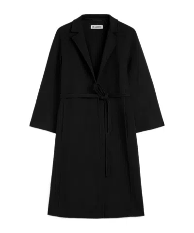 Jil Sander Wool Belted Coat In Black