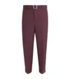 Jil Sander Wool Belted Trousers In Burgundy