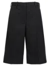 Jil Sander Wide Leg Bermuda Shorts In Black