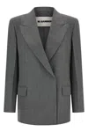 Jil Sander Gray Double-breasted Caban Jacket In Gray