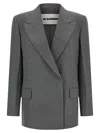 Jil Sander Double-breasted Textured Wool Blazer With Flap Pockets In Gray
