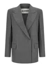 Jil Sander Double-breasted Textured Wool Blazer With Flap Pockets In Gray