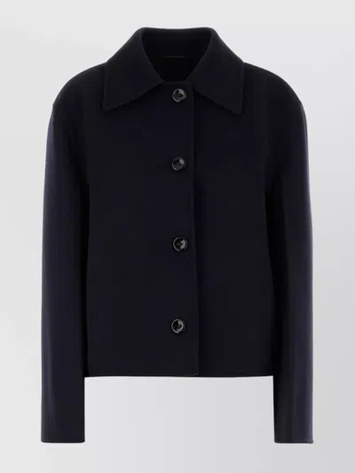 Jil Sander Wool Blazer With Collared Neck And Long Sleeves In Blue