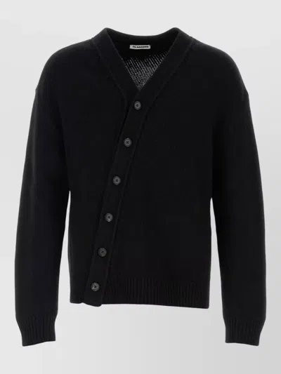 Jil Sander Wool Blend Cardigan V Neckline Long Sleeves In Black