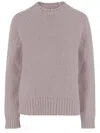 Jil Sander Wool Blend Crew Neck Sweater With Ribbed Details In Gray