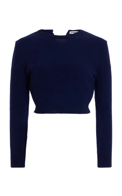 Jil Sander Wool-blend Cropped Sweater In Blue