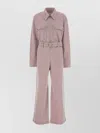 Jil Sander Wool Blend Jumpsuit Belted Waist In Neutral