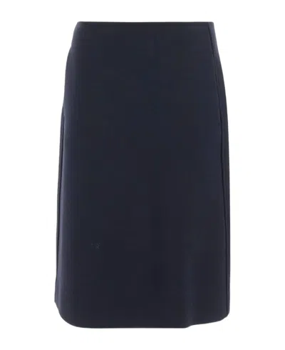 Jil Sander Wool Blend Midi Skirt In Blue