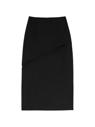Jil Sander Wool Blend Midi Skirt In Black