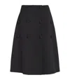 Jil Sander Con Button-front Splittable Melange Wool Skirt In Black
