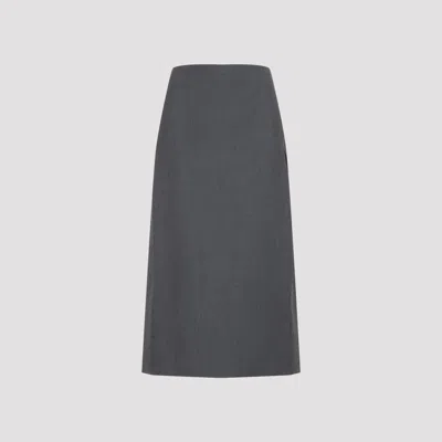 Jil Sander Wool Blend Midi Skirt In Gray