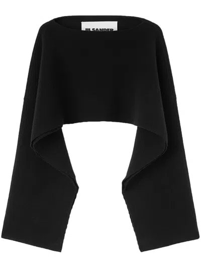 Jil Sander Wool-blend Poncho In Black