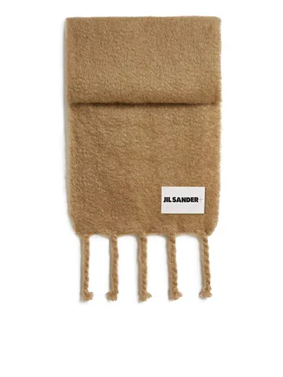 Jil Sander Wool Blend Scarf In Nude