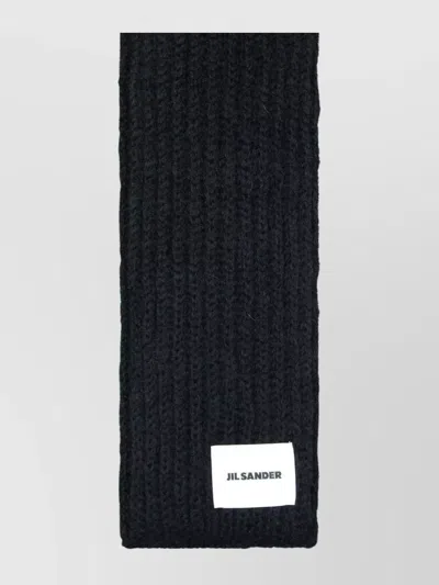 JIL SANDER WOOL BLEND SCARF RIBBED TEXTURE