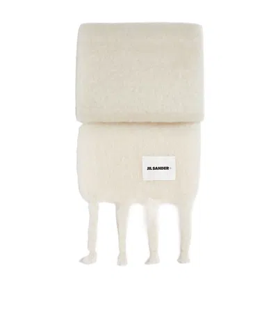 Jil Sander Wool Blend Scarf In White