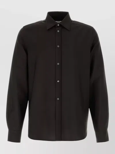 Jil Sander Wool Blend Shirt Long Sleeves Button Cuffs In Black