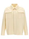 Jil Sander Wool Blend Shirt With Button Closure In Neutral